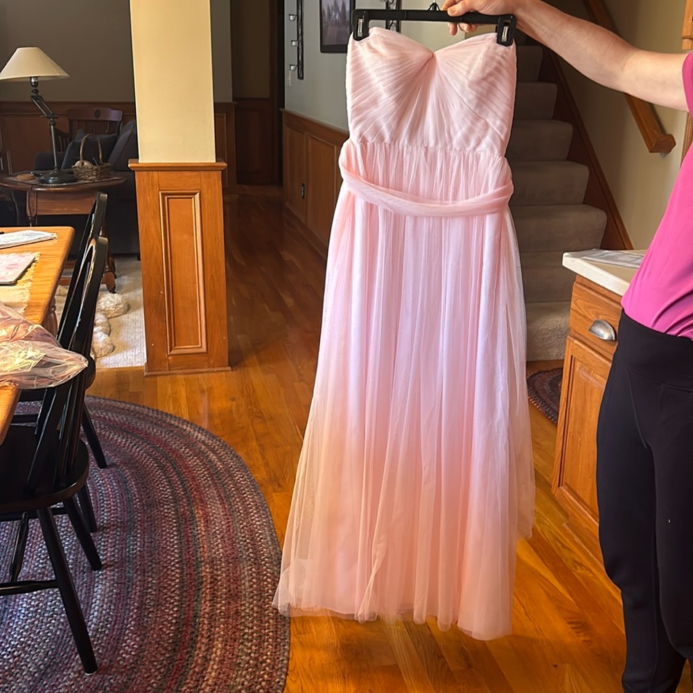 Light pink strapless bridesmaid or prom dress